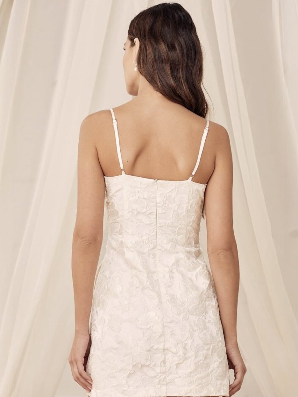 Lulus Never-Ending Love White Floral Jacquard Sleeveless Mini Dress NWT - Picture 4 of 9